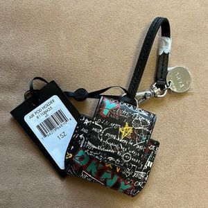 DKNY NYC Graffiti AirPods Holder Keychain Clip Bag Charm “Where We Met” NWT